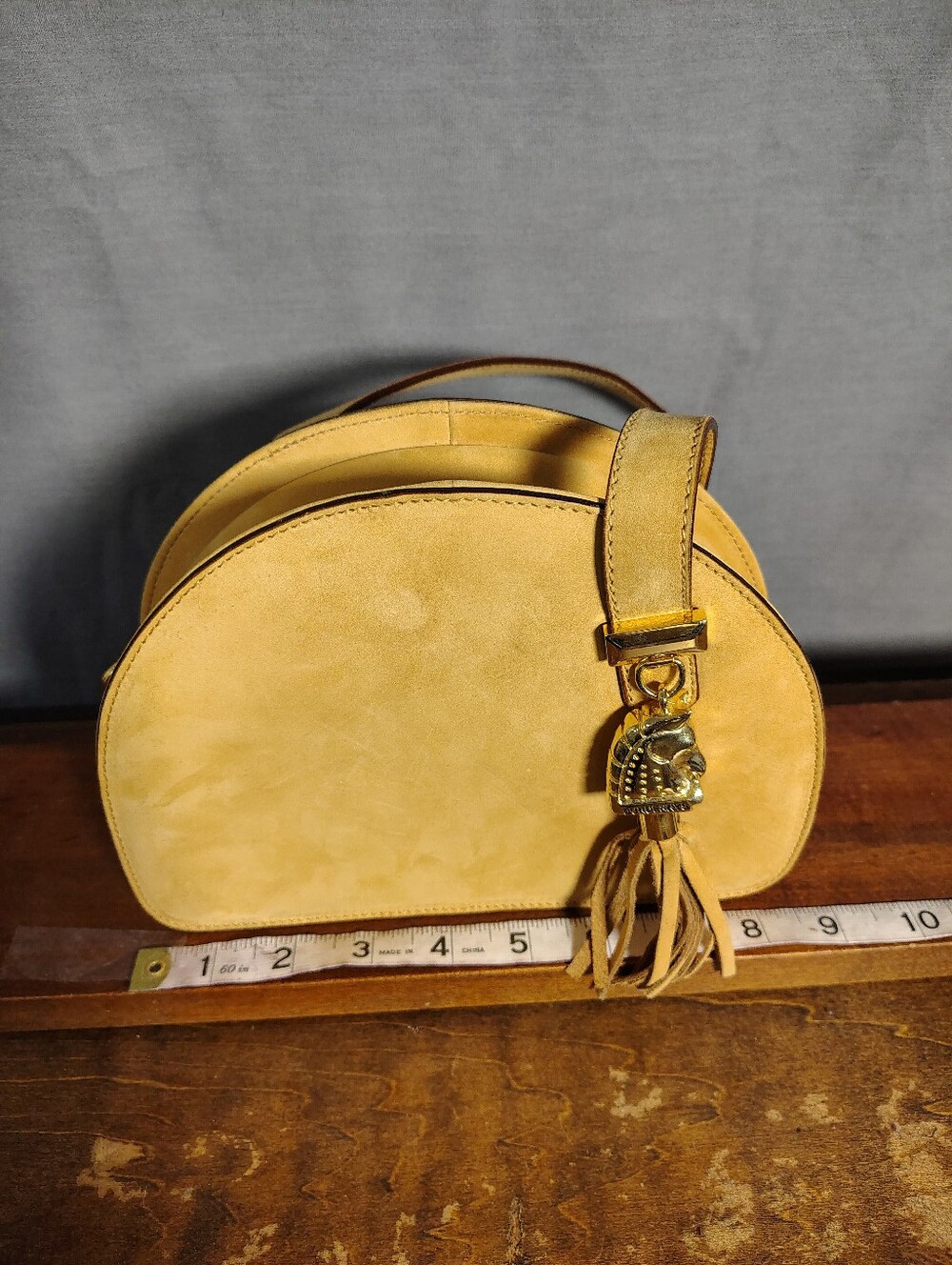 Burberry Tan Suede Half-Moon Crossbody with Tassel Charm - Picture 3 of 12